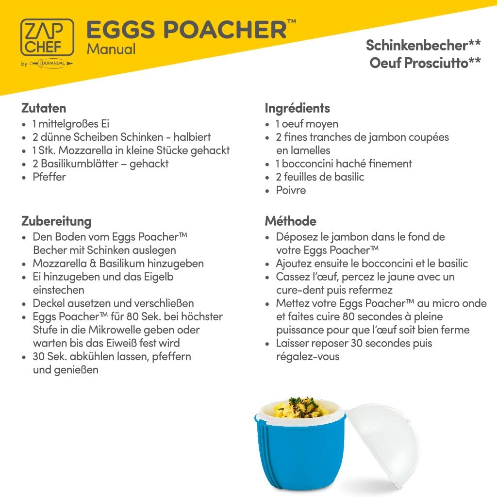 Durandal Eierkocher Mikrowelle | Crackin‘ Egg Mikrowellen Eierkocher | Ideal zum pochieren & als Ome