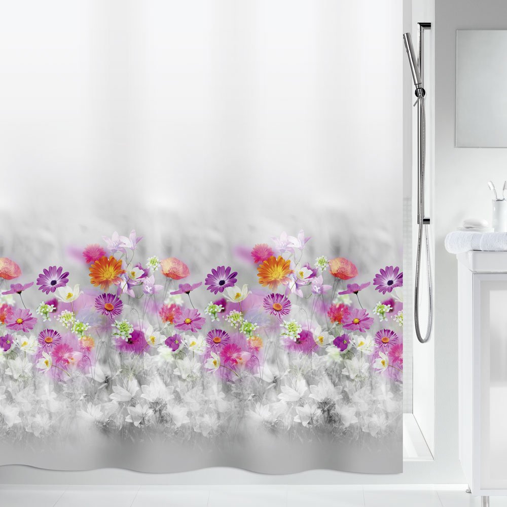 Spirella Anti-Schimmel Duschvorhang Abella Blumen Anti-Bakteriell, waschbar, wasserdicht Polyester 1
