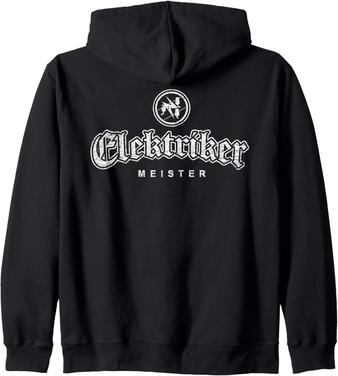 Zunftzeichen Elektriker Meister in alt-gotischer Schrift Kapuzenjacke
