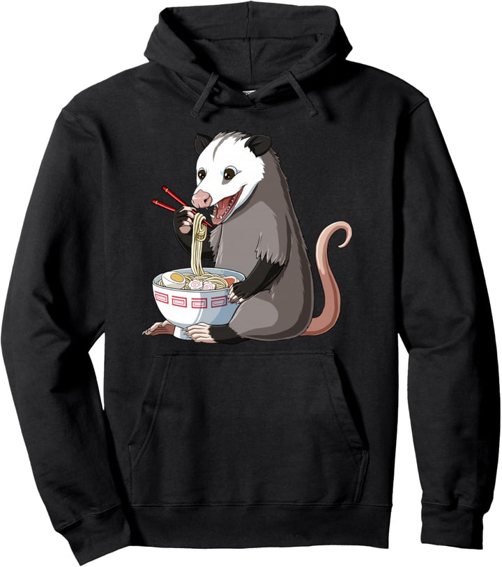 Lustiges japanischer Anime Opossum isst Ramen Pullover Hoodie