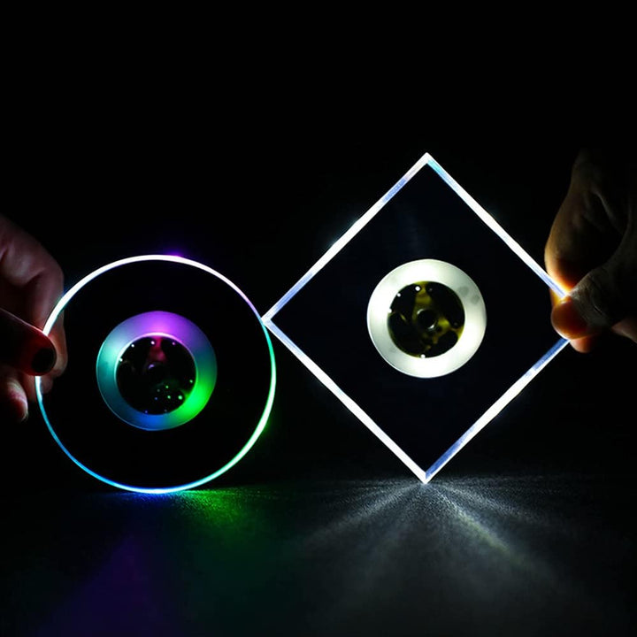 MEDOYOH 4er-Set Quadratisch Kühle Weiss LED Untersetzer für Getränke, ON/Off Taste Getränke Unterset
