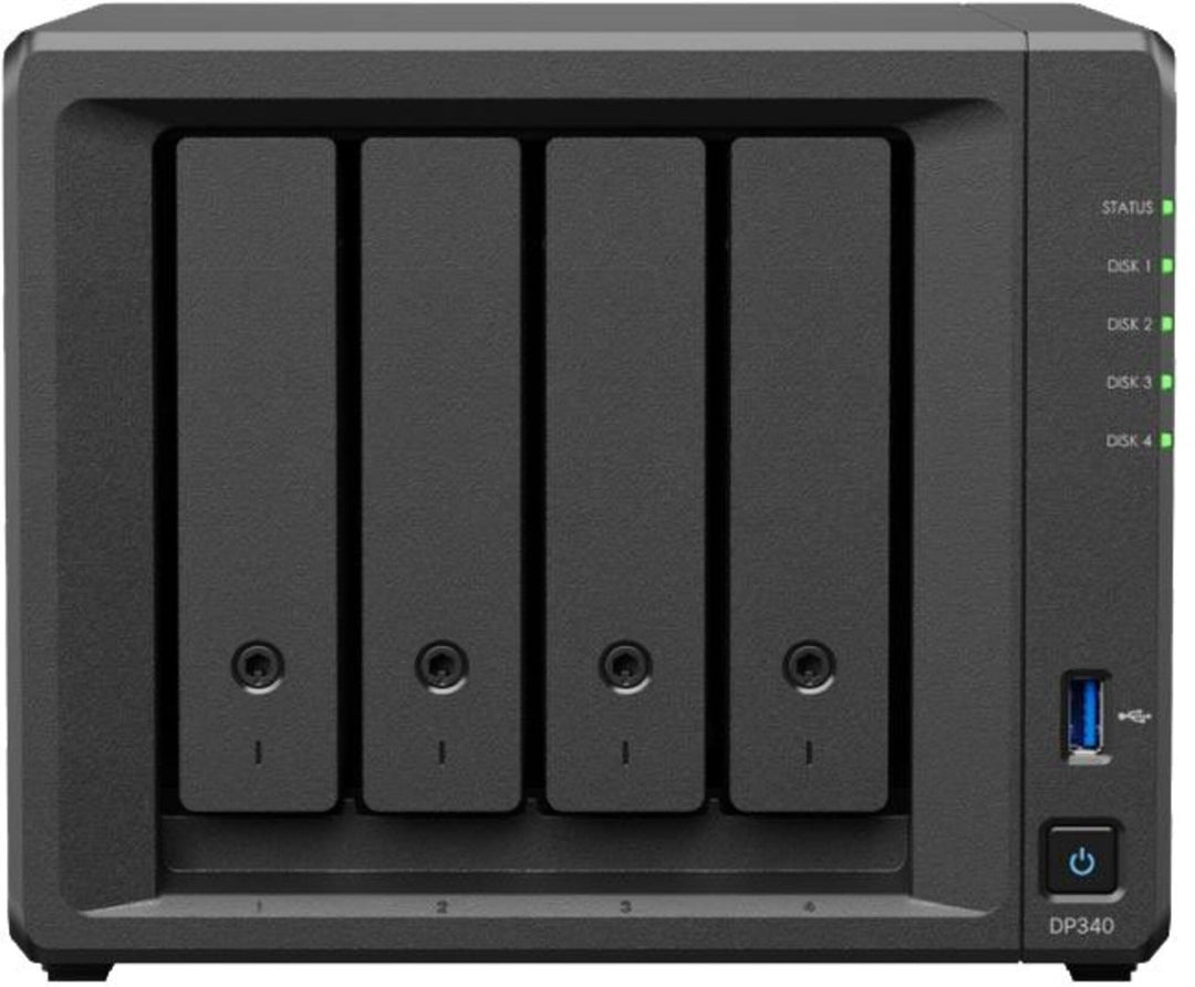 Synology DP340 ActiveProtect-Gerät, 4x8TB HDD + 2x400GB SSD Speicher, 16GB RAM, AMD R1600, bis zu 10