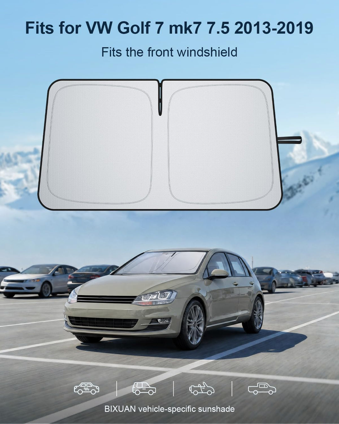 BIXUAN Frontscheiben-Sonnenschutz kompatibel mit VW Golf 7 mk7 7.5 2013-2019 Auto Sonnenschutz Abdec