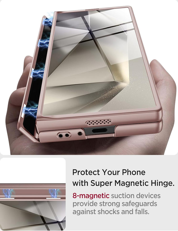 Miimall Kompatibel mit Samsung Galaxy Z Fold 6 Hülle mit Displayschutz+Magnetischer Scharnierschutz,