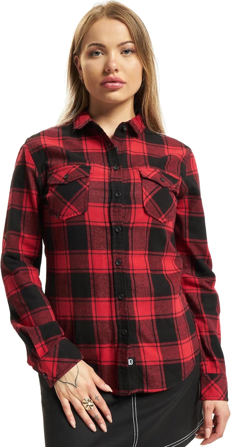 Brandit Amy Flanell Checkshirt Girl-Hemd, M Rot-schwarz