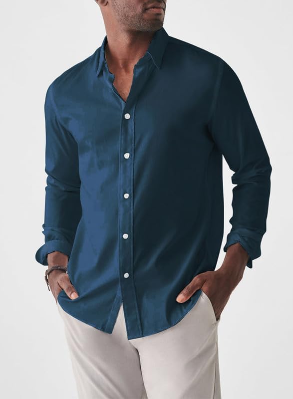 Elegancity Herren Hemd Langarm Einfarbig Businesshemd Regular Fit Freizeithemd Elastisches Business