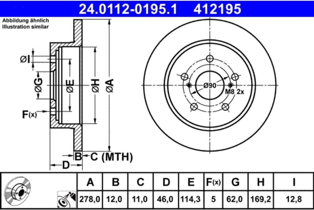 ATE 24.0112-0195.1 Bremsscheibe - (Paar)