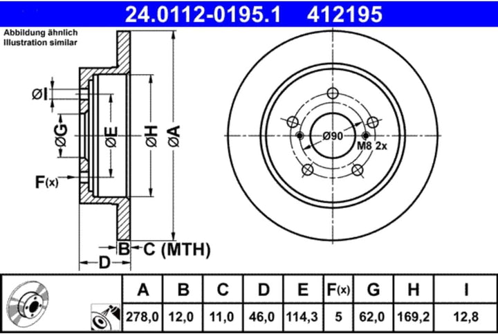 ATE 24.0112-0195.1 Bremsscheibe - (Paar)