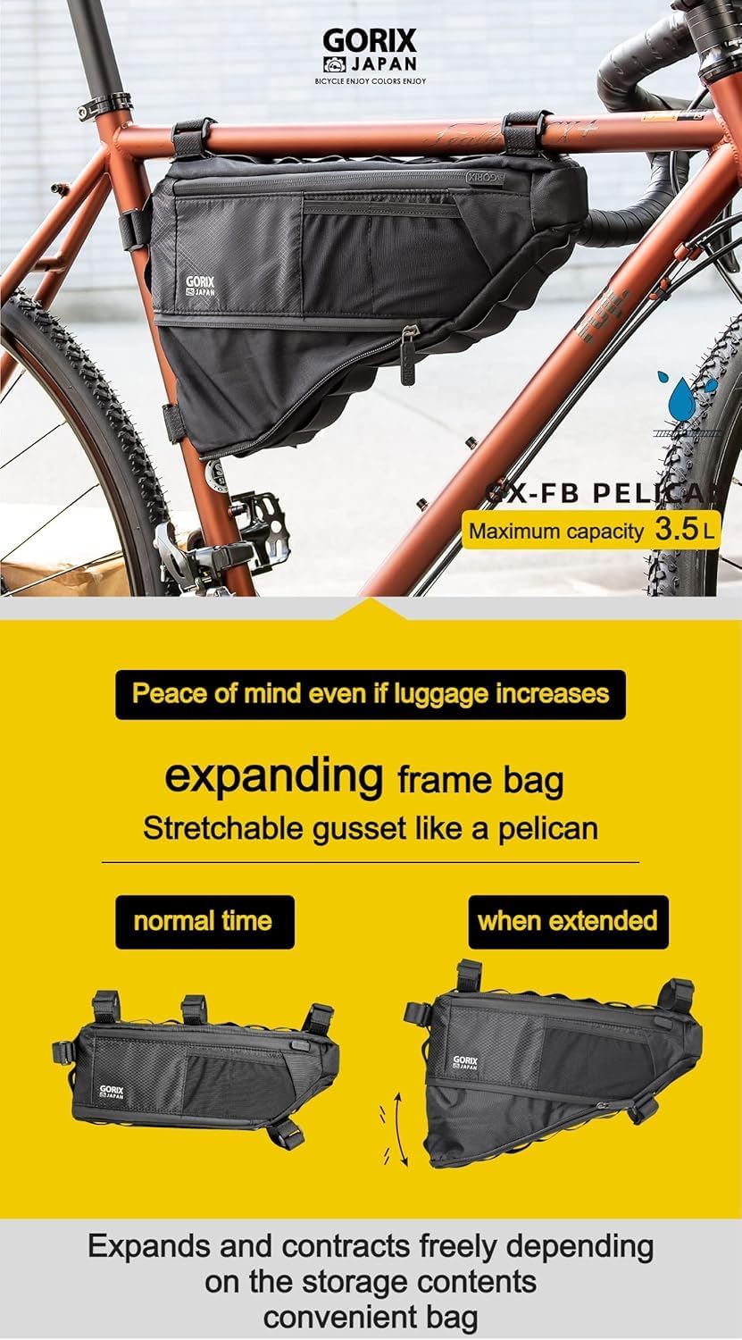 GORIX Fahrrad Dreieck Tasche Rahmentasche Oberrohrtasche Erweiterbar 3.5L Wasserdicht Radfahren Renn