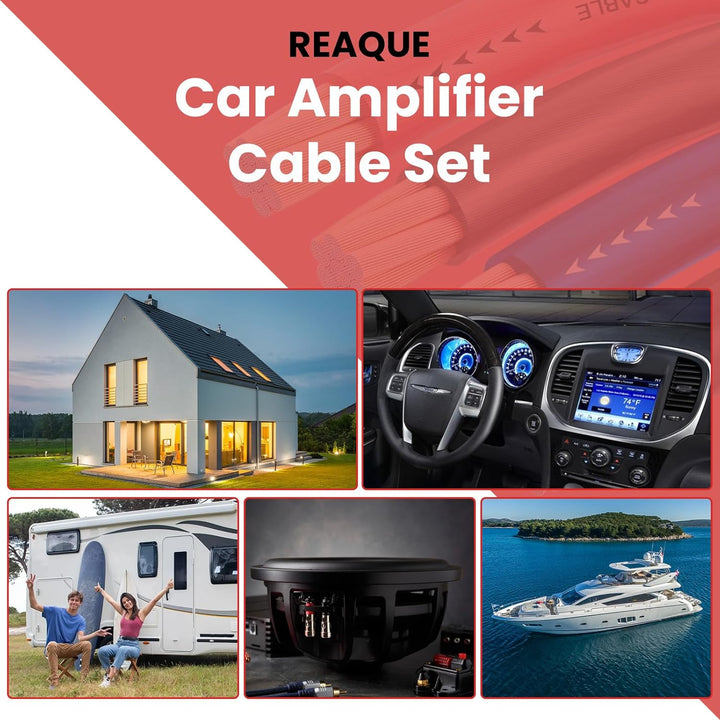 Verstärker Kabelsatz, Anschluss-Set Auto Verstärker Kabel Set, Subwoofer Kabel Set Endstufe Kabel, C