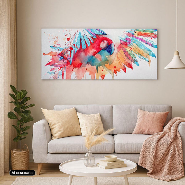 Wandbilder Dekoration Wohnzimmer Natur Malerei Papagei Kinder Panorama Bilder auf Leinwand 120x50cm