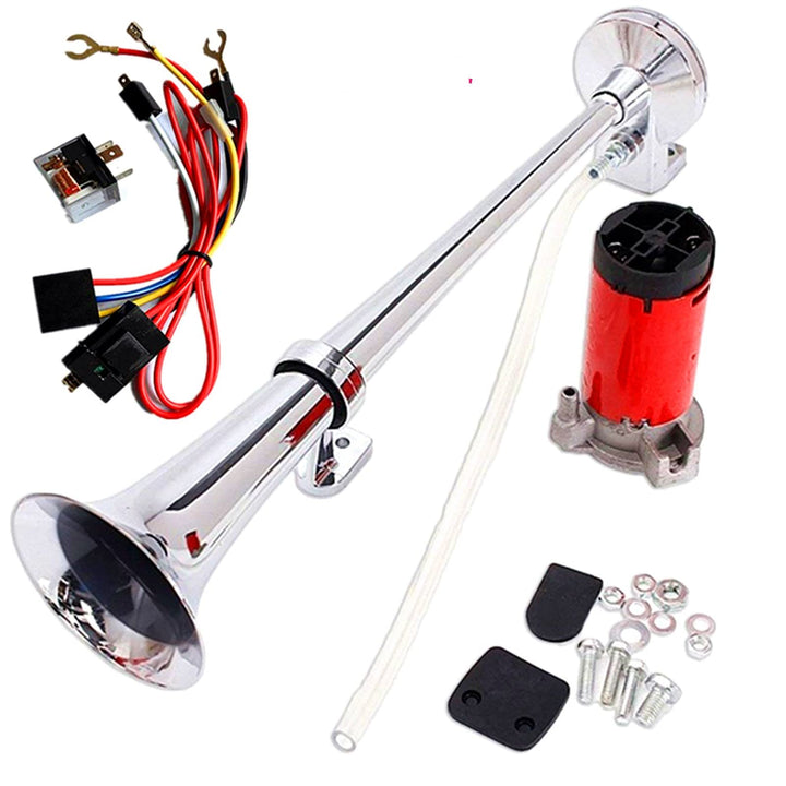 YIYDA Air Horn 12 V, 150 dB,Autohupe，Doppel-Drucklufthorn, 45 cm, Chrom/Zink, mit Kompressor, für al