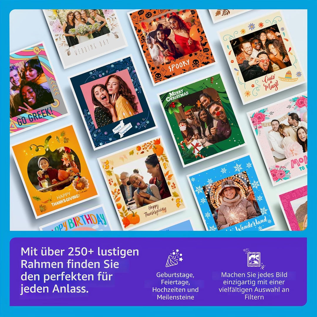 HP Sprocket Fotobox-Maschine Sofort-Farb-Fotodrucker (Weiss) Geschenk-Paket + Zink-Papier (100 Blätt