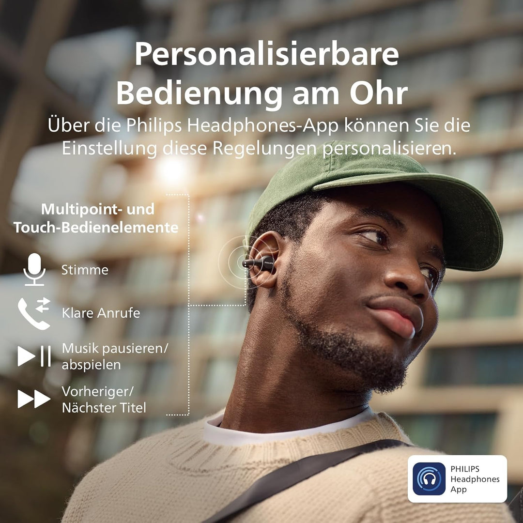 Philips TAQ2000BK ohraufliegende True Wireless Multipoint-Bluetooth-Ohrhörer mit Ohrmanschette - 28