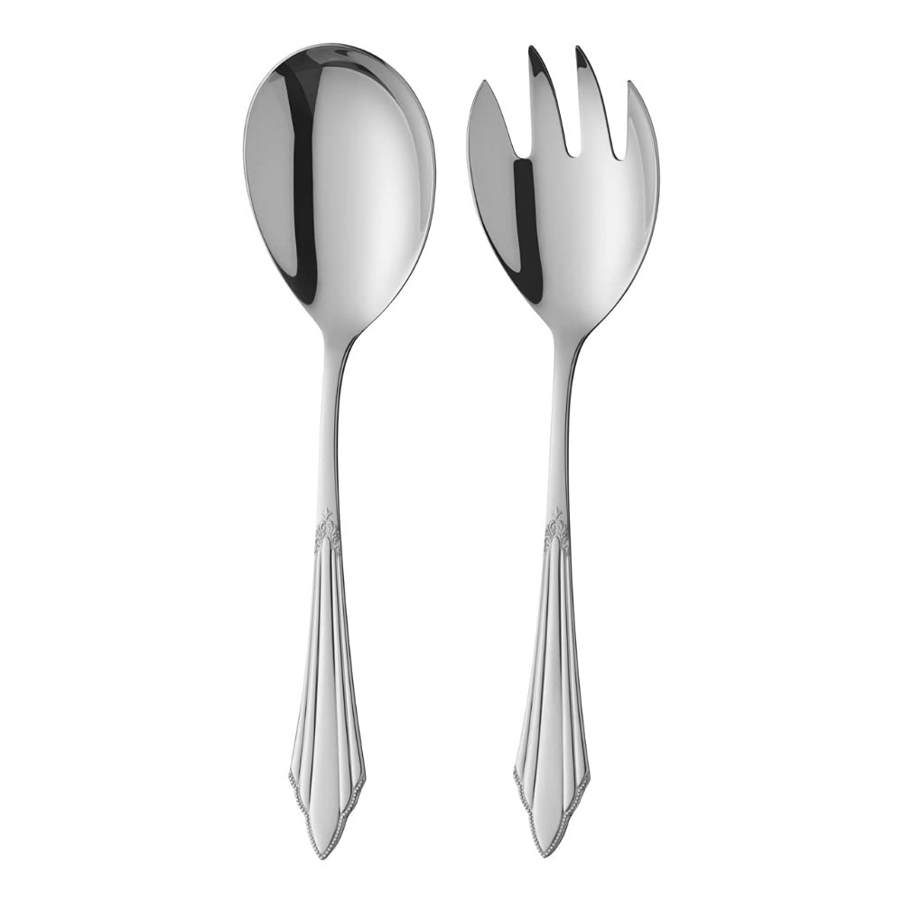 WMF Fächer Salatbesteck XX cm, Salatgabel und Servierlöffel, Cromargan protect Edelstahl poliert, gl
