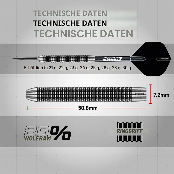 RED DRAGON Pegasus Professionelles Wolfram-Steeltip-Dart-Set, erhältlich in 21, 23, 24, 25, 26, 28,