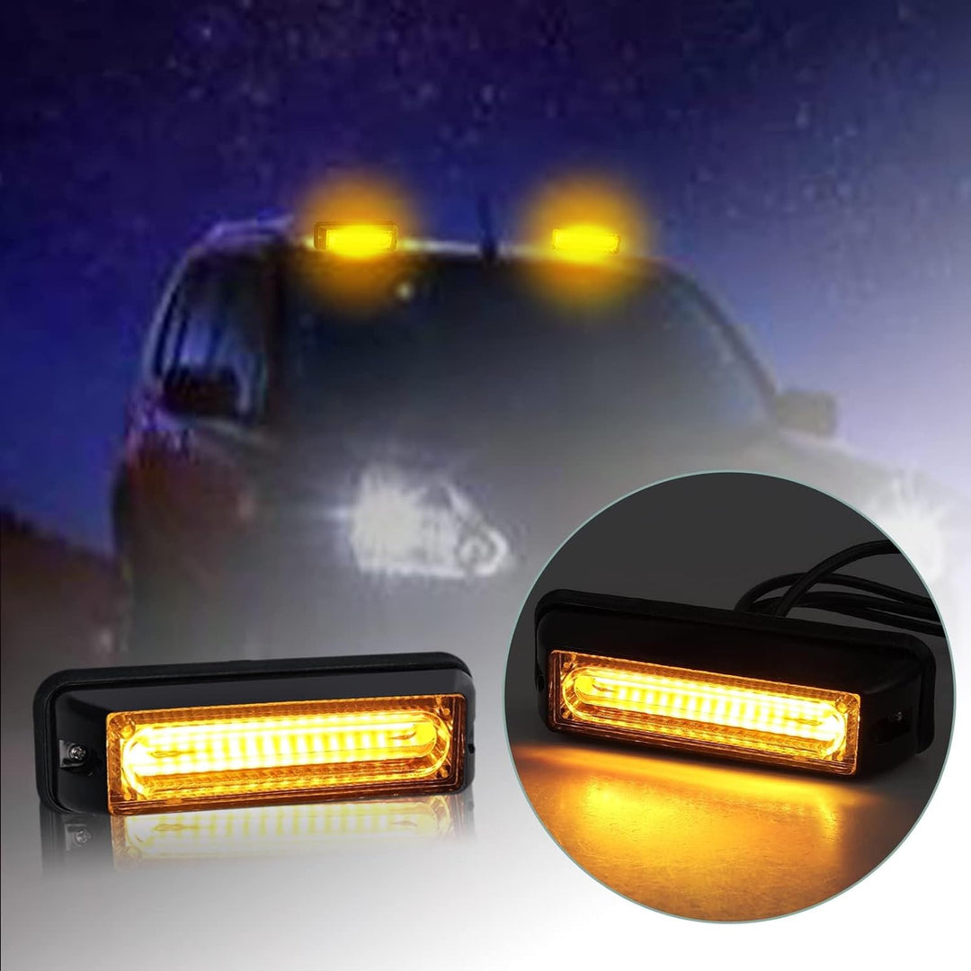 COLFULINE 4 x 8W Frontblitzer, 12/24V Warnlicht, 9cm COB Led Blitzer, Notfall Licht Wasserdicht IP65