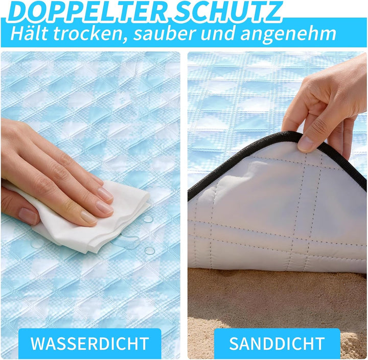 sapsisel wasserdichte Picknickdecke für 6-8 Erwachsene, Extra grosse Stranddecke, Picknickmatte für