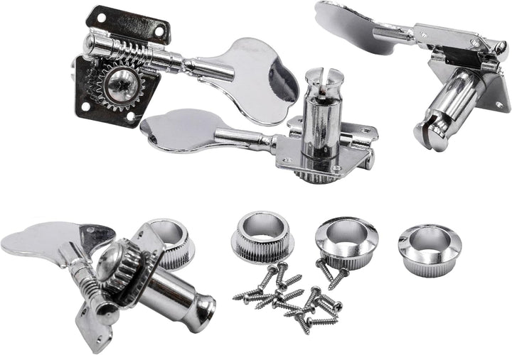 vhbw Stimmwirbel Mechaniken Pegs 4L kompatibel mit Gitarre, Bass - Gitarrenwirbel, Stimmmechanik, 18
