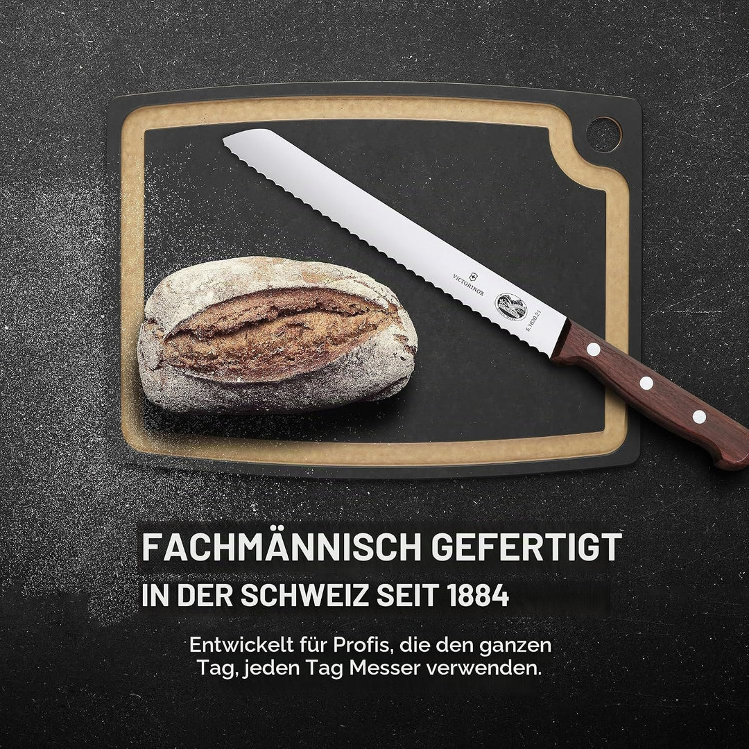 Victorinox Wood Küchengarnitur, Messer Set 2-teilig, Brotmesser, Tranchiermesser, Extra Scharf, Edle
