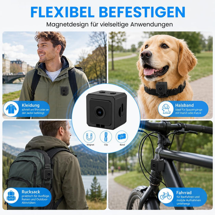 TKMARS Hundekamera für Hunde und Katzen, WLAN Mini Kamera mit Live-Ansicht, App-Steuerung, 1080P HD
