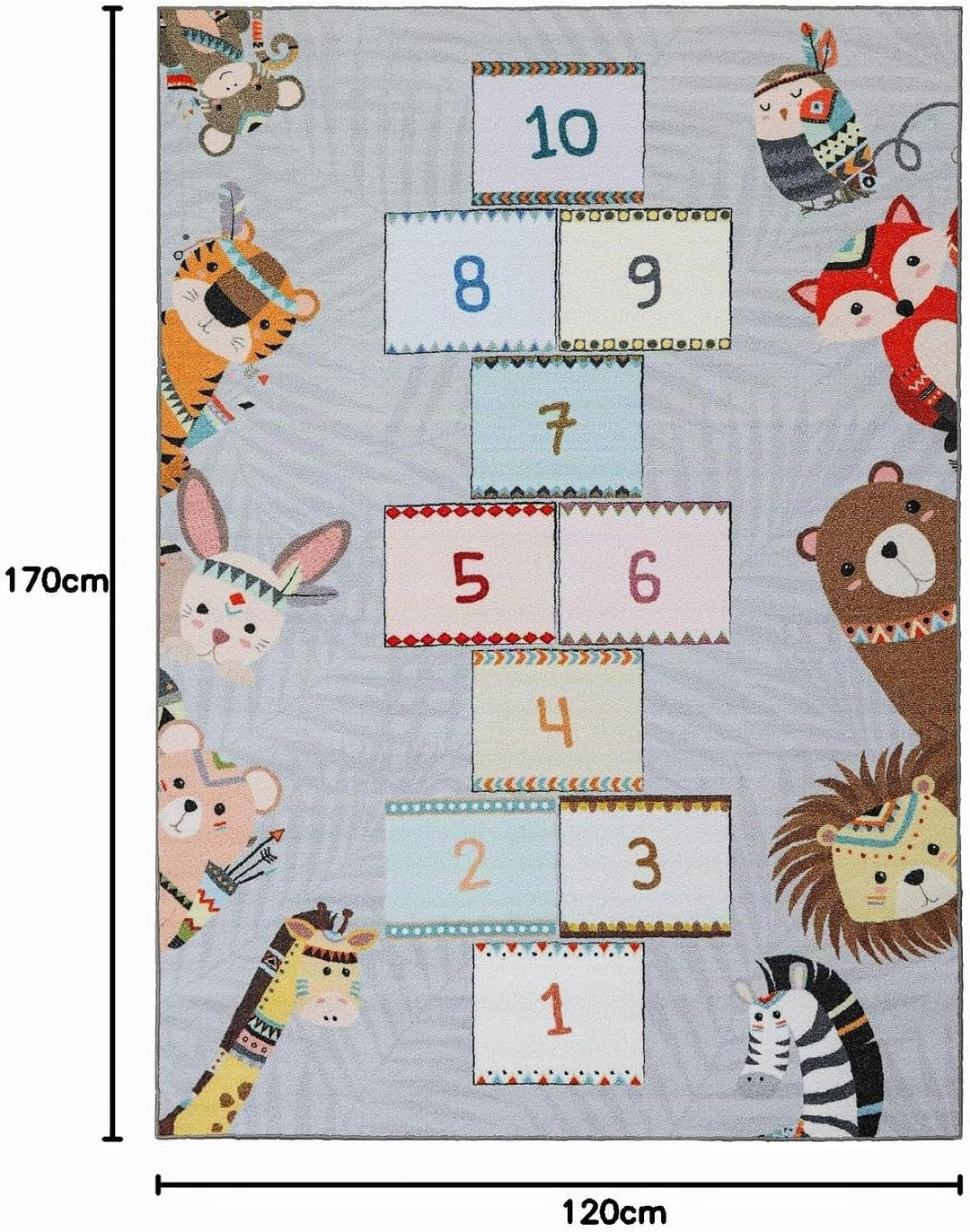 SIMPEX KinderTeppich, Himmel und Hölle, Grau, 120 x 170 cm, Teppich für Kinder 120 x 170 cm (Rechtec