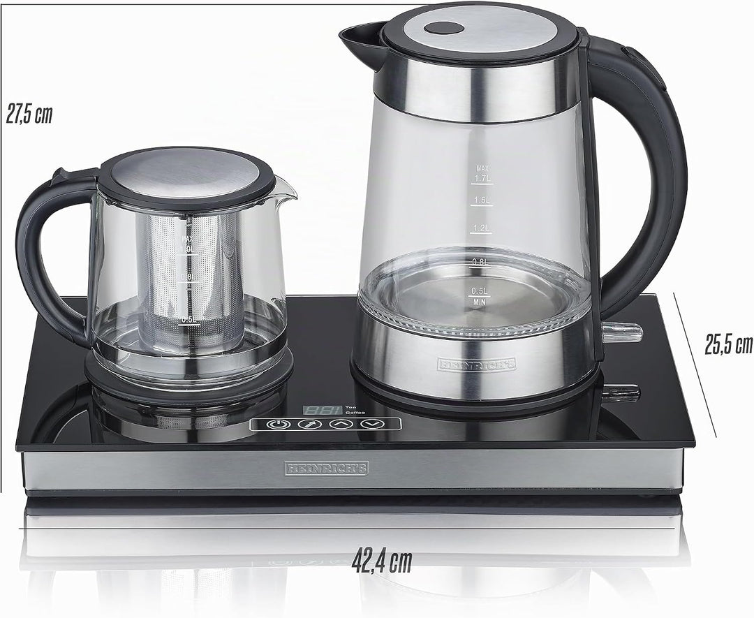 HEINRICHS Teestation, Tee-und Kaffeestation, Wasserkocher 1,7L und Teekanne 1L mit Edelstahlfilter,
