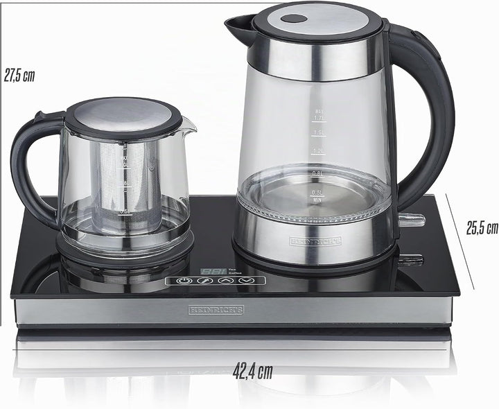 HEINRICHS Teestation, Tee-und Kaffeestation, Wasserkocher 1,7L und Teekanne 1L mit Edelstahlfilter,