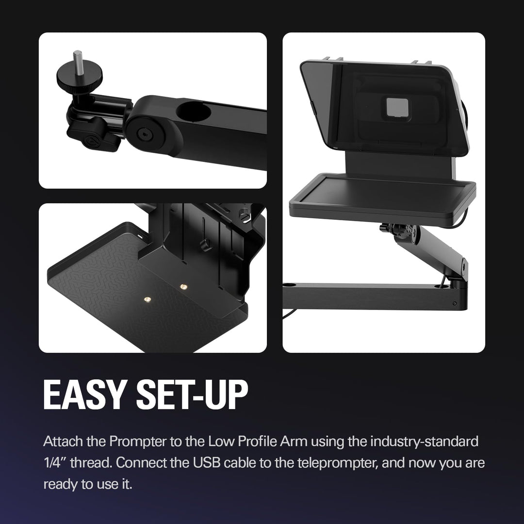 Elgato Prompter/Schwenkhalterung-Bundle – Premium-Teleprompter + Low Profile Arm, kompatibel: DSLR,