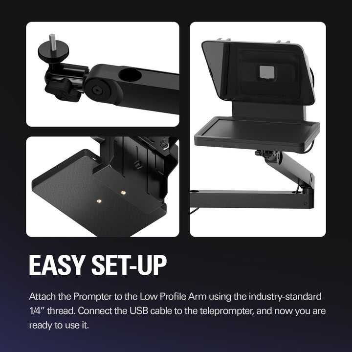 Elgato Prompter/Schwenkhalterung-Bundle – Premium-Teleprompter + Low Profile Arm, kompatibel: DSLR,