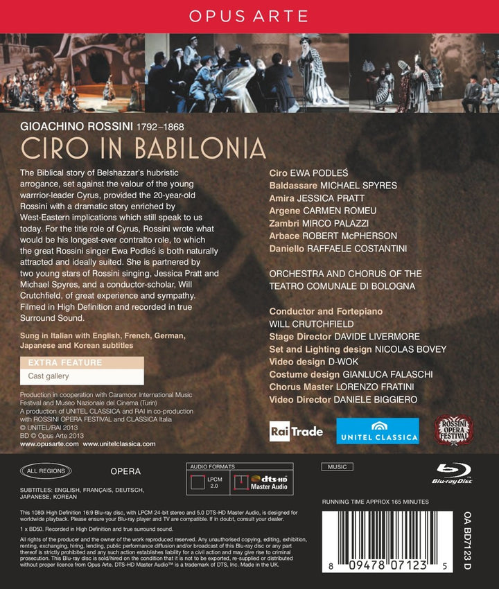 Rossini: Ciro in Babilonia (Rossini Opera Festival, Pesaro, 2012), Blu-ray