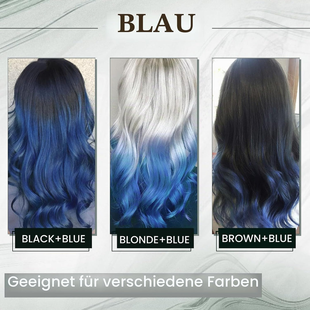 RUNATURE I Tip Extensions Echthaar Blau 40cm 25 Strähne I Tip Bunt Extensions Echthaar Unsichtbar Ha