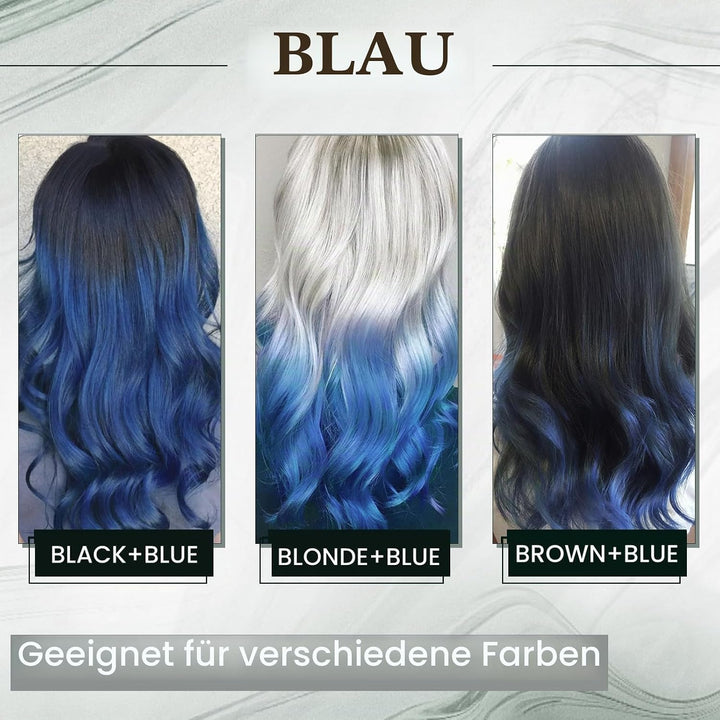 RUNATURE I Tip Extensions Echthaar Blau 40cm 25 Strähne I Tip Bunt Extensions Echthaar Unsichtbar Ha