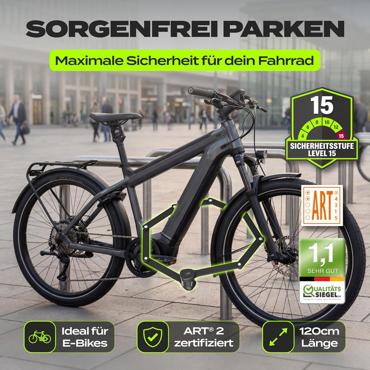 IMPACT® FlexLock 15 - Premium Faltschloss Fahrrad [HOHE SICHERHEIT] - Handliches Fahrradschloss mit