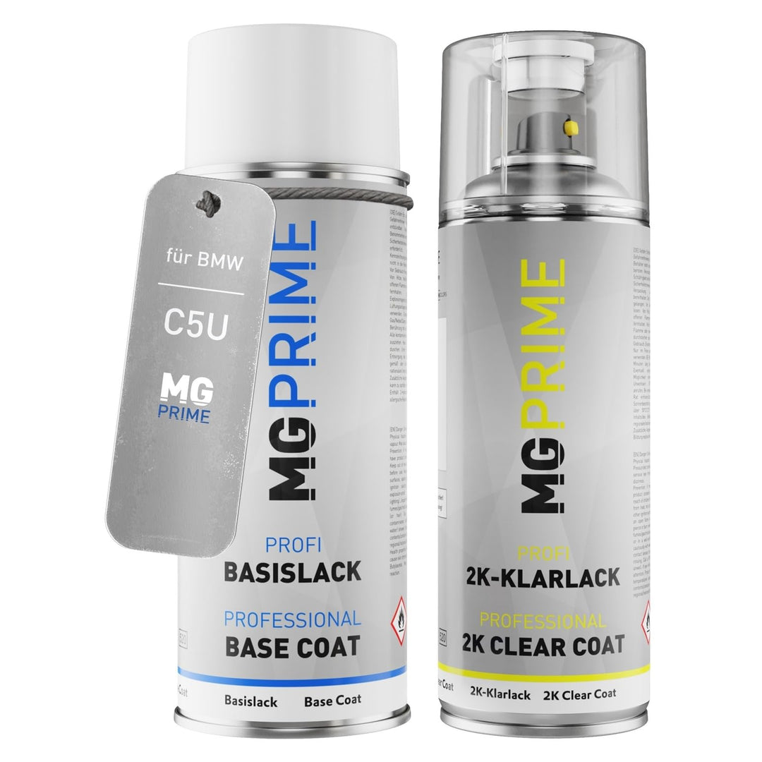 MG PRIME Autolack 2K Spraydosen Set für BMW C5U Frozen Gunmetal Grey Basislack 2 Komponenten Klarlac