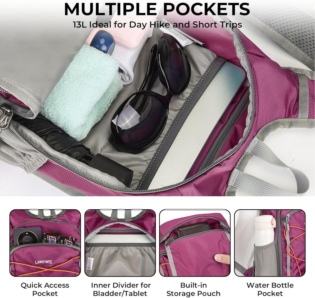 Faltbarer Wanderrucksack, Kleiner Tagesrucksack Ultraleicht für Herren & Damen, Foldable Backpack, I
