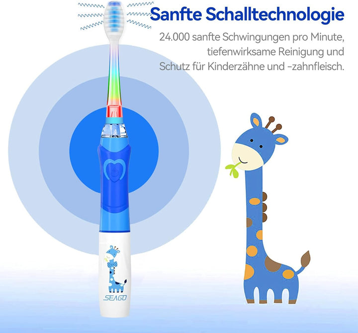 Seago Elektrische Zahnbürste Kinder ab 3-12 jahre Kinderzahnbürsten Elektrisch mit Farbigem Licht Sm