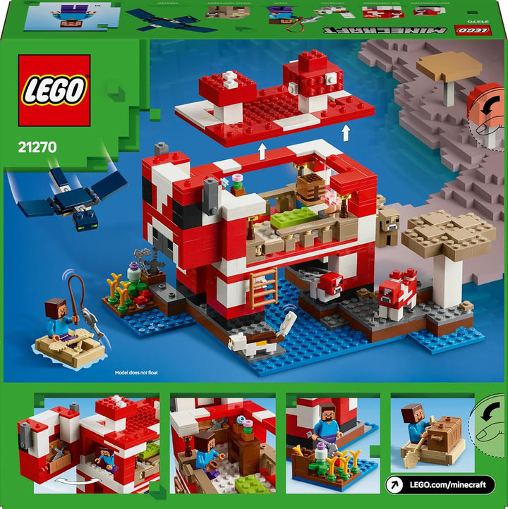 LEGO Minecraft Das Pilzkuh-Haus, Bauspielzeug zum Videospiel, Modell im Pilzland mit Minifiguren, St