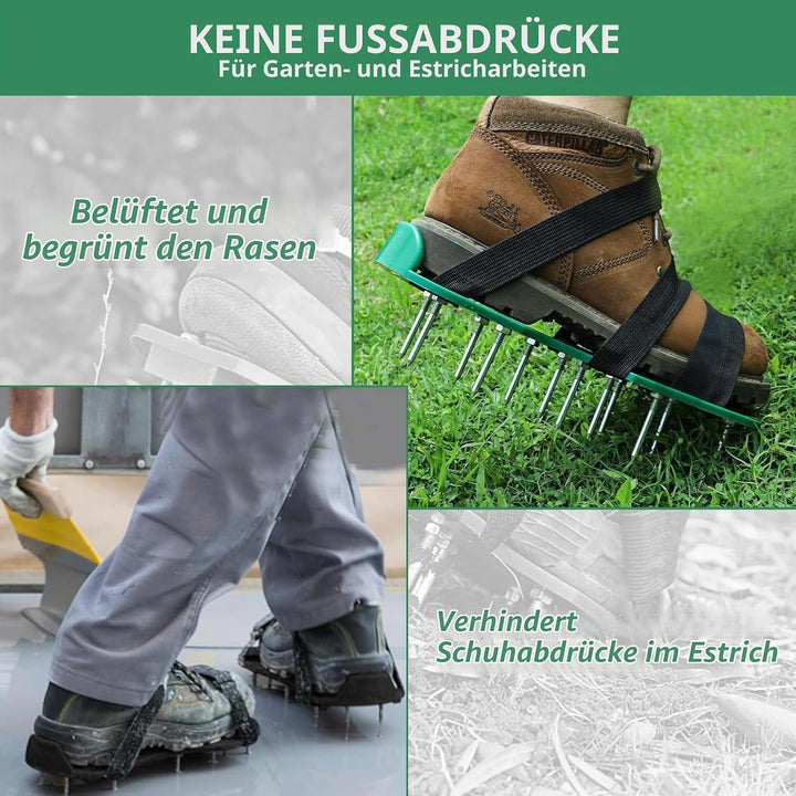 Nagelschuhe Rasen – Rasenlüfter Schuhe &amp; Rasen lüften Gerät mit 45mm Nägeln, 6 verstellbaren Riemen