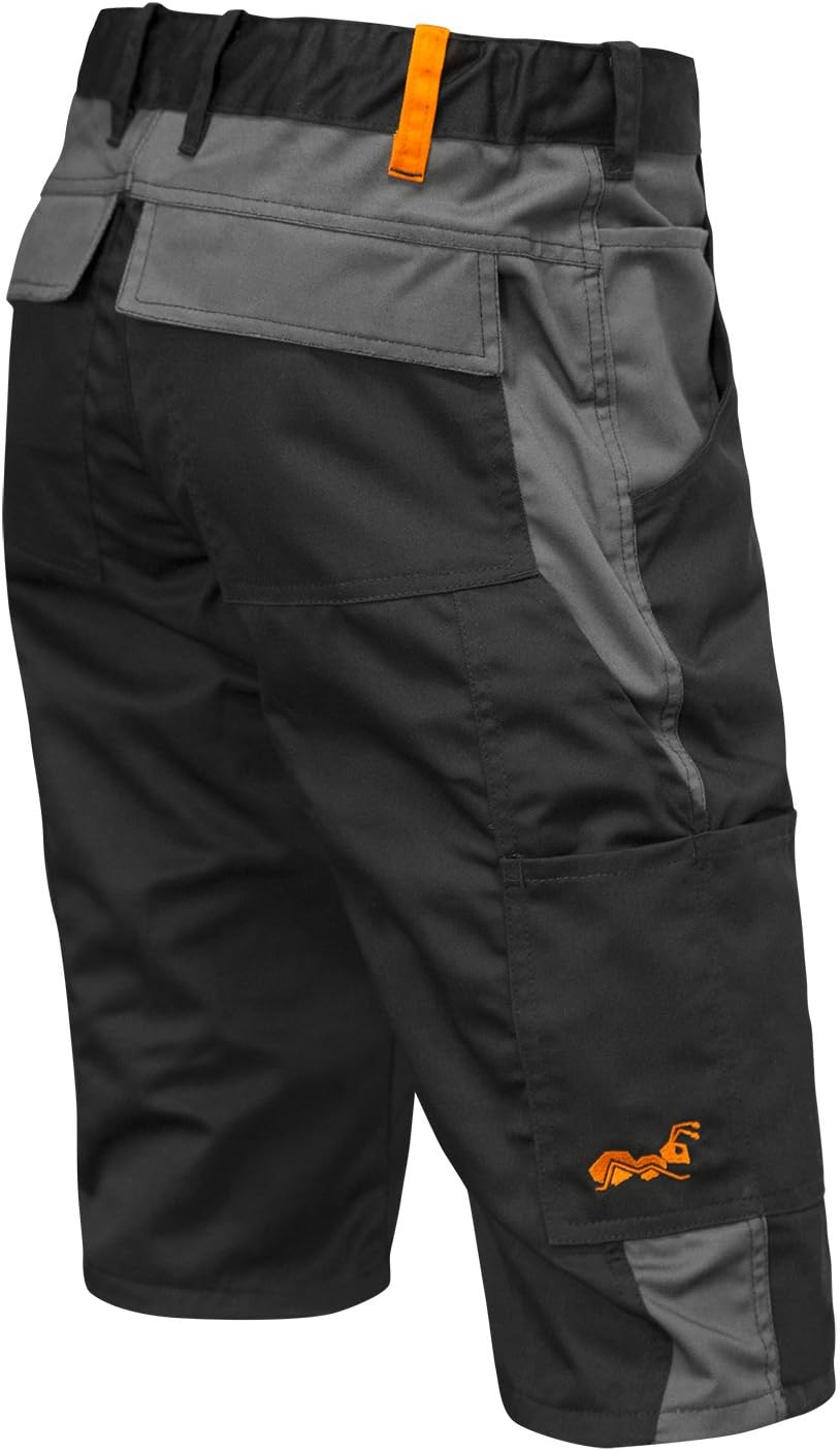 strongAnt Shorts Stretch Berlin Pro Herren Sommer Arbeitshose kurz Cargo Outdoor Grau-Shwarz-Weiss 4