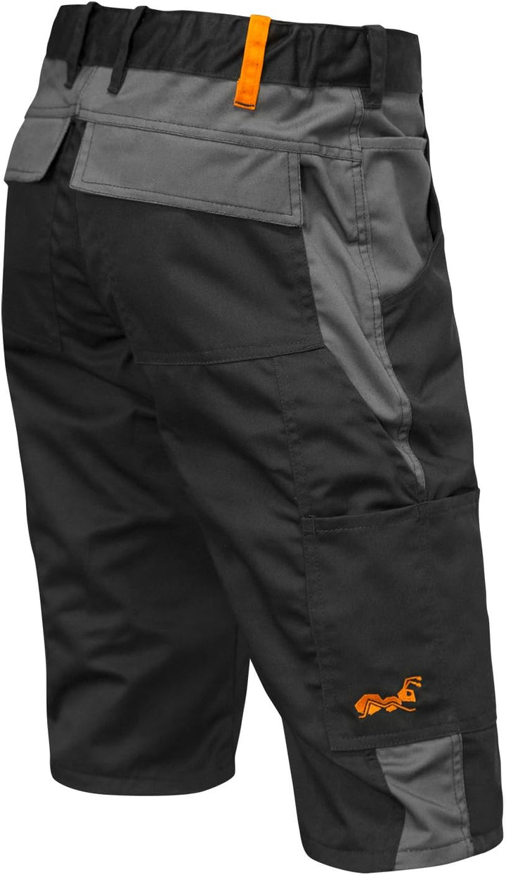 strongAnt Shorts Stretch Berlin Pro Herren Sommer Arbeitshose kurz Cargo Outdoor Grau-Shwarz-Weiss 4