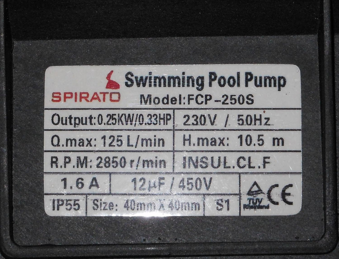 SPIRATO Filterpumpe FCP-250S für Schlauchanschluss