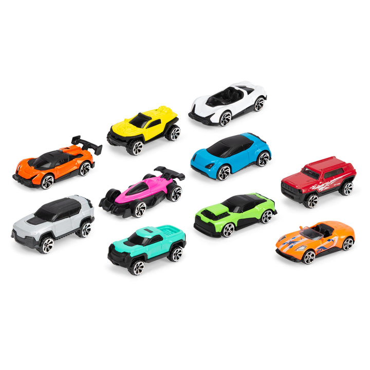 Dickie Toys - Grosses Spielzeugauto-Set mit 10 Autos (je 7 cm) - 10 kleine Modellautos aus Metall mi