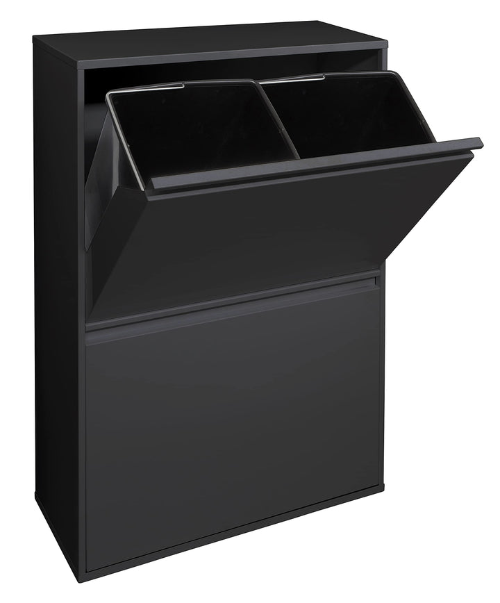 ARREGUI Basic CR606-B Recycling Abfalleimer/Mülleimer aus Stahl, Mülltrennsystem mit 4 entnehmbaren