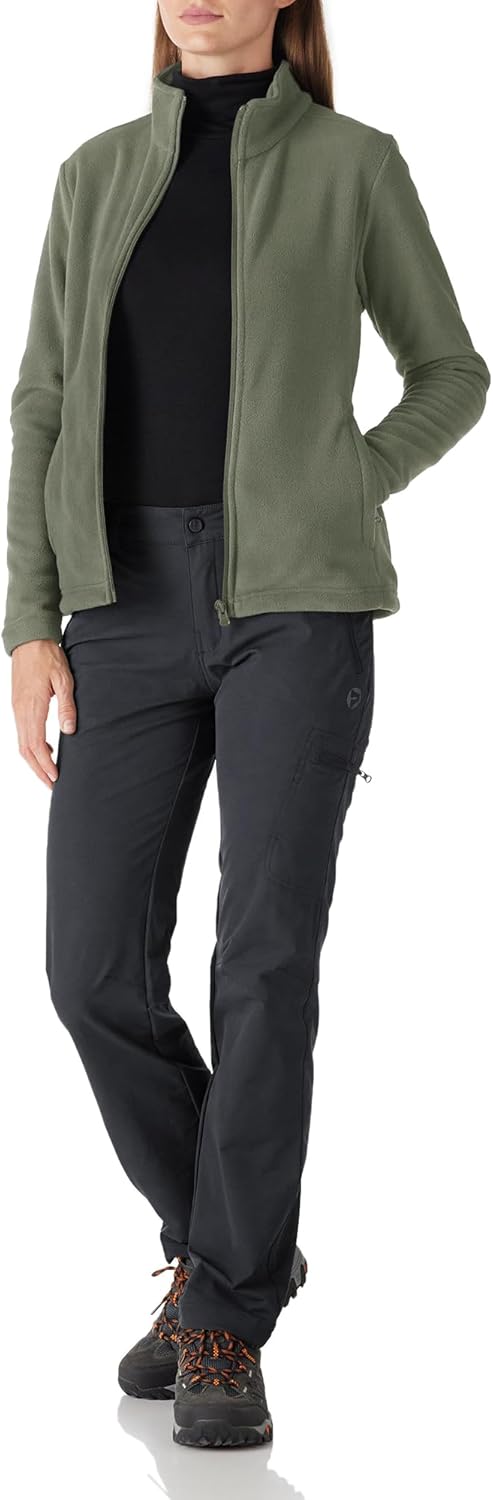 Outdoor Ventures Damen Fleecejacke mit Durchgehendem Reissverschluss Stehkragen Frauen Leichte Fleec