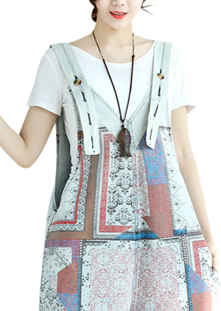 Youlee Damen Breites Bein Hose Denim Latzhose Overall Hosen Stil 19 Weiss, Stil 19 Weiss