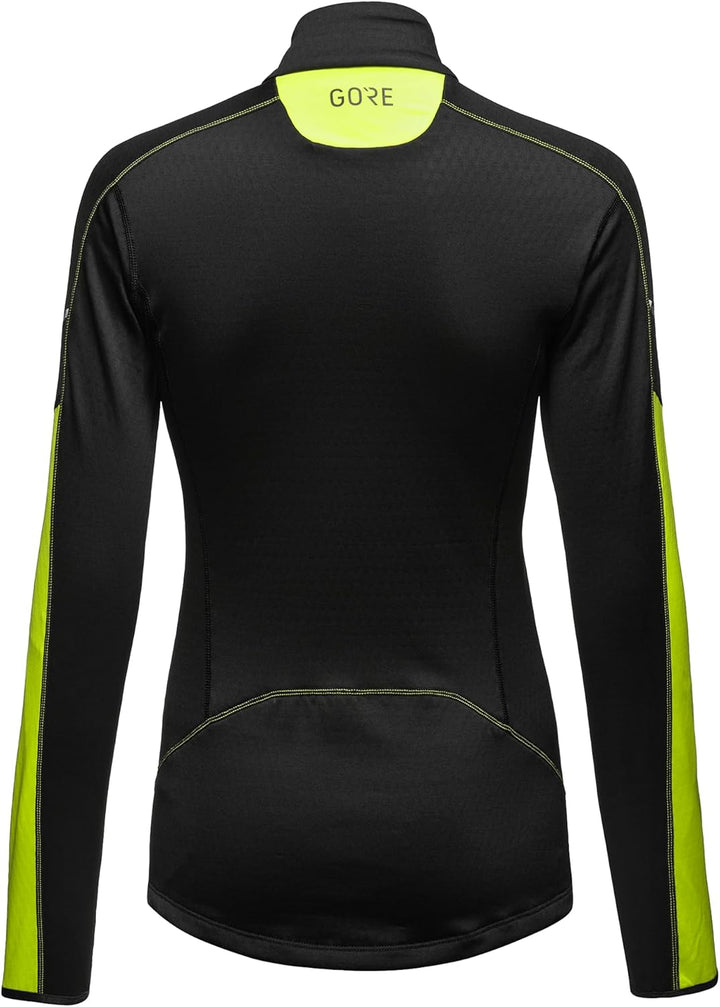 GORE WEAR Damen Thermo Langarm-Shirt mit Reissverschluss, Multisport 38 Black/Neon Yellow, 38 Black/