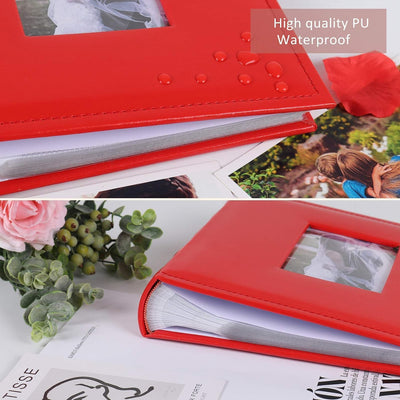RECUTMS Fotoalbum, 15,2 x 10,2 cm, für 200 Fotos, Premium-Lederalbum, zum Einschieben, Hochzeitsalbu