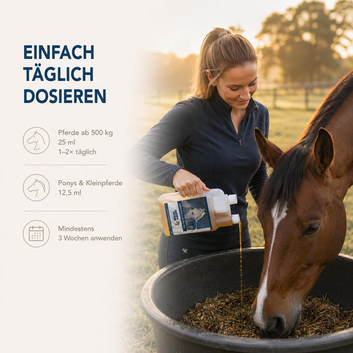 Happy Horse Atemwege- &amp; Bronchialsaft für Pferde 100% pflanzliche Inhaltsstoffe, lindert Hustenreiz,