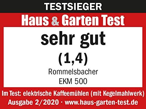 ROMMELSBACHER Kaffeemühle EKM 500 - Kegelmahlwerk, Präzisions-Waage, Halterung für Siebträger, Mahlg